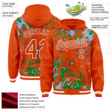 Custom Orange Light Blue Grass Green-White Splash 3D Pattern Design Bomber Full-Snap Varsity Letterman Hoodie Jacket