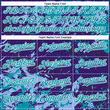Custom Purple Teal Light Blue-White Splash 3D Pattern Design Bomber Full-Snap Varsity Letterman Hoodie Jacket