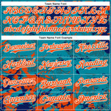 Custom Teal Orange Royal-White Splash 3D Pattern Design Bomber Full-Snap Varsity Letterman Hoodie Jacket