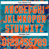 Custom Teal Orange Royal-White Splash 3D Pattern Design Bomber Full-Snap Varsity Letterman Hoodie Jacket