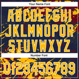 Custom Navy Gold Crimson-White Splash 3D Pattern Design Bomber Full-Snap Varsity Letterman Hoodie Jacket