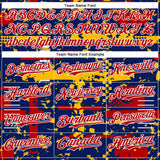 Custom Royal Red Gold-White Abstract Fragment Shape 3D Pattern Design Bomber Full-Snap Varsity Letterman Hoodie Jacket