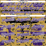 Custom Old Gold Purple Black-White Abstract Fragment Shape 3D Pattern Design Bomber Full-Snap Varsity Letterman Hoodie Jacket