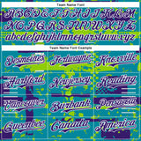 Custom Teal Purple Neon Green-White Abstract Fragment Shape 3D Pattern Design Bomber Full-Snap Varsity Letterman Hoodie Jacket
