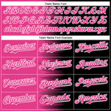 Custom Pink Black-White Gradient Line Bomber Full-Snap Varsity Letterman Hoodie Jacket