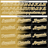 Custom Old Gold Black-White Gradient Line Bomber Full-Snap Varsity Letterman Hoodie Jacket