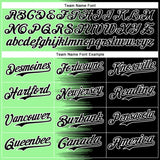 Custom Pea Green Black-White Gradient Line Bomber Full-Snap Varsity Letterman Hoodie Jacket