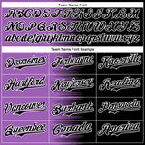 Custom Medium Purple Black-White Gradient Line Bomber Full-Snap Varsity Letterman Hoodie Jacket