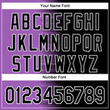 Custom Medium Purple Black-White Gradient Line Bomber Full-Snap Varsity Letterman Hoodie Jacket