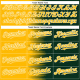 Custom Gold Green-White Gradient Line Bomber Full-Snap Varsity Letterman Hoodie Jacket