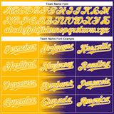 Custom Gold Purple-White Gradient Line Bomber Full-Snap Varsity Letterman Hoodie Jacket