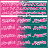 Custom Pink Teal-White Gradient Line Bomber Full-Snap Varsity Letterman Hoodie Jacket