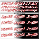 Custom White Black-Red Gradient Line Bomber Full-Snap Varsity Letterman Hoodie Jacket