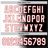 Custom White Black-Red Gradient Line Bomber Full-Snap Varsity Letterman Hoodie Jacket