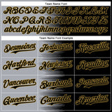 Custom Gray Black-Old Gold Gradient Line Bomber Full-Snap Varsity Letterman Hoodie Jacket