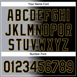Custom Gray Black-Old Gold Gradient Line Bomber Full-Snap Varsity Letterman Hoodie Jacket