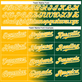 Custom Gold Kelly Green-White Gradient Line Bomber Full-Snap Varsity Letterman Hoodie Jacket