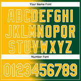 Custom Gold Kelly Green-White Gradient Line Bomber Full-Snap Varsity Letterman Hoodie Jacket