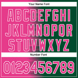 Custom Pink Kelly Green-White Gradient Line Bomber Full-Snap Varsity Letterman Hoodie Jacket