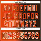 Custom Orange Brown-White Gradient Line Bomber Full-Snap Varsity Letterman Hoodie Jacket