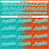 Custom Aqua Orange-White Gradient Line Bomber Full-Snap Varsity Letterman Hoodie Jacket