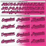 Custom White Pink-Black Gradient Line Bomber Full-Snap Varsity Letterman Hoodie Jacket