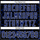 Custom Black Royal-White Abstract Network 3D Pattern Design Bomber Full-Snap Varsity Letterman Hoodie Jacket