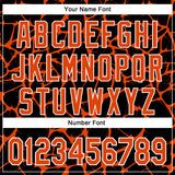 Custom Black Orange-White Abstract Network 3D Pattern Design Bomber Full-Snap Varsity Letterman Hoodie Jacket