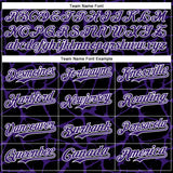 Custom Black Purple-White Abstract Network 3D Pattern Design Bomber Full-Snap Varsity Letterman Hoodie Jacket