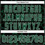 Custom Black Kelly Green-White Abstract Network 3D Pattern Design Bomber Full-Snap Varsity Letterman Hoodie Jacket