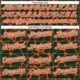 Custom Green Orange-White Abstract Network 3D Pattern Design Bomber Full-Snap Varsity Letterman Hoodie Jacket