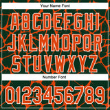 Custom Green Orange-White Abstract Network 3D Pattern Design Bomber Full-Snap Varsity Letterman Hoodie Jacket