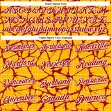 Custom Gold Red-White Abstract Network 3D Pattern Design Bomber Full-Snap Varsity Letterman Hoodie Jacket