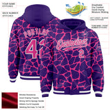 Custom Purple Pink-White Abstract Network 3D Pattern Design Bomber Full-Snap Varsity Letterman Hoodie Jacket