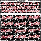 Custom Black White-Red Abstract Network 3D Pattern Design Bomber Full-Snap Varsity Letterman Hoodie Jacket