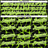 Custom Black Neon Green-White Abstract Network 3D Pattern Design Bomber Full-Snap Varsity Letterman Hoodie Jacket