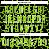 Custom Black Neon Green-White Abstract Network 3D Pattern Design Bomber Full-Snap Varsity Letterman Hoodie Jacket