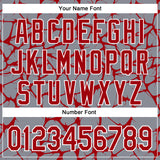 Custom Gray Red-White Abstract Network 3D Pattern Design Bomber Full-Snap Varsity Letterman Hoodie Jacket