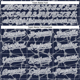 Custom Navy Gray-White Abstract Network 3D Pattern Design Bomber Full-Snap Varsity Letterman Hoodie Jacket