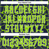 Custom Navy Neon Green-White Abstract Network 3D Pattern Design Bomber Full-Snap Varsity Letterman Hoodie Jacket