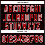 Custom Black Red-White Curve Lines 3D Pattern Design Bomber Full-Snap Varsity Letterman Hoodie Jacket