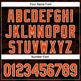 Custom Black Orange-White Curve Lines 3D Pattern Design Bomber Full-Snap Varsity Letterman Hoodie Jacket