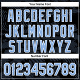 Custom Black Light Blue-White Curve Lines 3D Pattern Design Bomber Full-Snap Varsity Letterman Hoodie Jacket