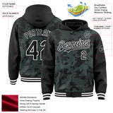 Custom Black Ice Blue-White Curve Lines 3D Pattern Design Bomber Full-Snap Varsity Letterman Hoodie Jacket