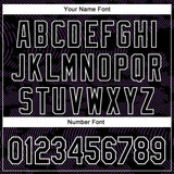 Custom Black Medium Purple-White Curve Lines 3D Pattern Design Bomber Full-Snap Varsity Letterman Hoodie Jacket