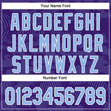 Custom Purple Light Blue-White Curve Lines 3D Pattern Design Bomber Full-Snap Varsity Letterman Hoodie Jacket