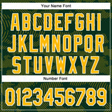 Custom Green Gold-White Curve Lines 3D Pattern Design Bomber Full-Snap Varsity Letterman Hoodie Jacket