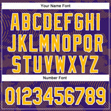 Custom Purple Gold-White Curve Lines 3D Pattern Design Bomber Full-Snap Varsity Letterman Hoodie Jacket