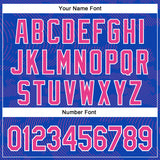 Custom Thunder Blue Pink-White Curve Lines 3D Pattern Design Bomber Full-Snap Varsity Letterman Hoodie Jacket