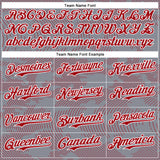 Custom Gray Red-White Curve Lines 3D Pattern Design Bomber Full-Snap Varsity Letterman Hoodie Jacket